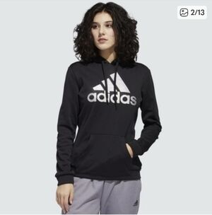 Adidas Glitter Logo Climawear Game & Go Shimmer Logo Pullover Hoodie XL Womens